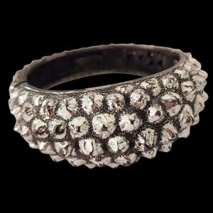Vintage Tortolani Clamper Silver Brutalist Hinged Bangle Cuff Spikes  A0022